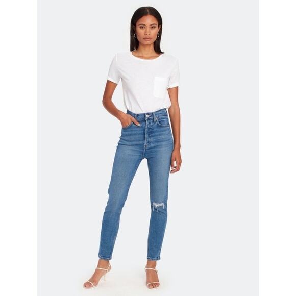 RE/DONE Cropped Faded High-Rise Slim-Leg Jeans Size 29 New with Tags - Picture 3 of 11